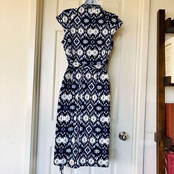 NWOT Soho Apparel Ltd. Ikat Collared Print Faux Wrap Dress - Picture 7 of 12